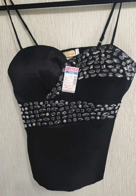 Rhinestone Studded Black Cami Halter Top- XL From Deb's - Image 1 of 4