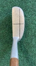 VINTAGE OTEY CRISMAN 154H RH MALLET PUTTER - HICKORY SHAFT - LEATHER GRIP - 35"