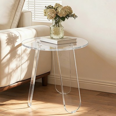 Clear Acrylic Sofa Side Table Triangle Legs Accent End Table Bedside Table Home