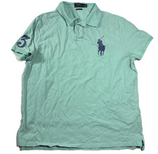 Polo Ralph Lauren Polo Big Pony 3 Embroidered Slim Fit Teal Cotton Shirt Mens XL