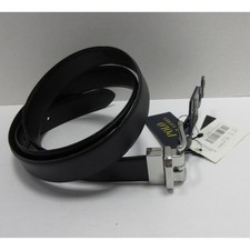 Polo Ralph Lauren Belt Men 42 Black Brown Reversible Leather Silver Tone Buckle