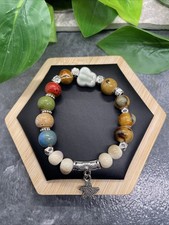 Handmade Ceramic Bead Beaded Stackable 6.5 Plus Stretch Bracelet New B331