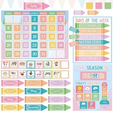 Pastel Crayon Calendar Bulletin Board Set Pastel Crayon Classroom Cutouts Dec...