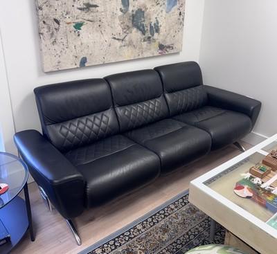 Ekornes Stressless Black Leather Sofa 'Nori' - Made in Norway