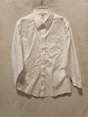 Brooks Brothers White Dress Shirt Mens 16.5 2/3 Button Up Pocket Regent 