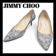 Rare JIMMY CHOO Glitter ROMY Silver Heels Pumps Size 36 approx 23cm 