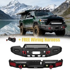 Front Rear Bumper Guard For 2019-2024 Dodge Ram 2500 3500 Wwinch Plate Leds