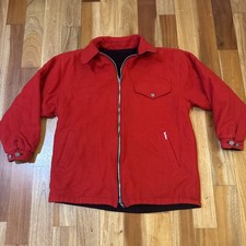 VTG MARLBORO Reversible Wool Blend Jacket Red/Black Size L-Full Zip- READ 