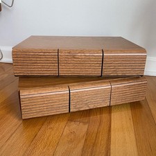 Set of 2 36 each 72 Vintage Faux Wood Cassette Tape Storage Drawers Stack
