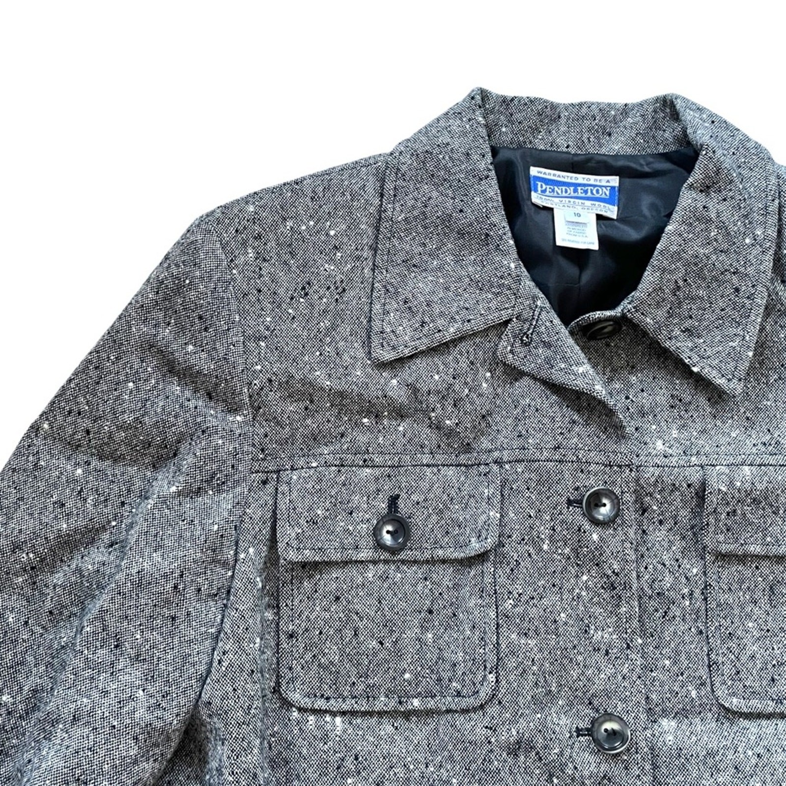 Pendleton Shacket Shirt Jacket Gray Speckled Wool… - image 9