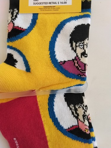The Beatles Crew Socks By Happy Socks (Yellow) Size - US Men 4.5-7.5 - Picture 8 of 9