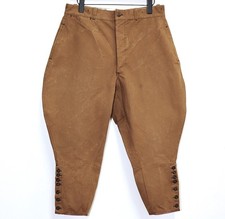 VTG 40s Hunting Riding Brown Duck Cotton Canvas Pants Jodhpur W34 Made in France