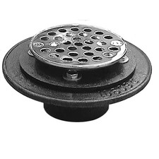 Cast-Iron Shower and Floor Drain with 4 In. round Stainless Steel Strainer for 2