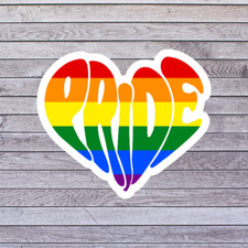 Pride Heart Sticker Vinyl Decal Rainbow Love Is Love LGBTQ Inclusive