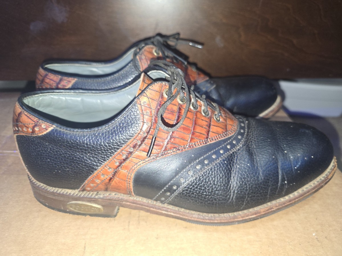 Footjoy Premiere Classics Leather Shoes Mens 9 D Golf Saddle Oxford Brown Black Footjoy Premiere Classics Leather Shoes Mens 10 D Golf  main image 4