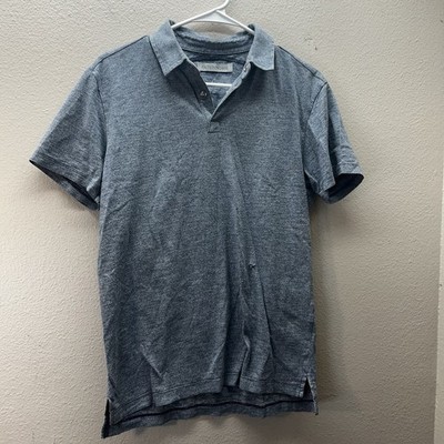OUTERKNOWN Men s Small Gray Cotton Short Sleeve Pocket Polo Shirt Snap Button