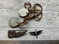 ORIGINAL WWI USAS AIR SERVICE AEF AERIAL OBSERVER GROUPING - WINGS/ DOG TAGS….
