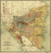 20" x 24" 1903 Agricultural Map Of Nicaragua