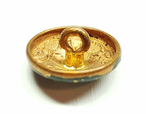 Antiguo botón de flor esmaltado en frío de latón dorado estampado de 1 pieza ~ más de 9/16" - Imagen 3 de 4