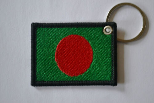 Bangladesh Flag Machine Embroidery Keyring Embroidered Keychain Chrome Key Rings - Picture 1 of 1