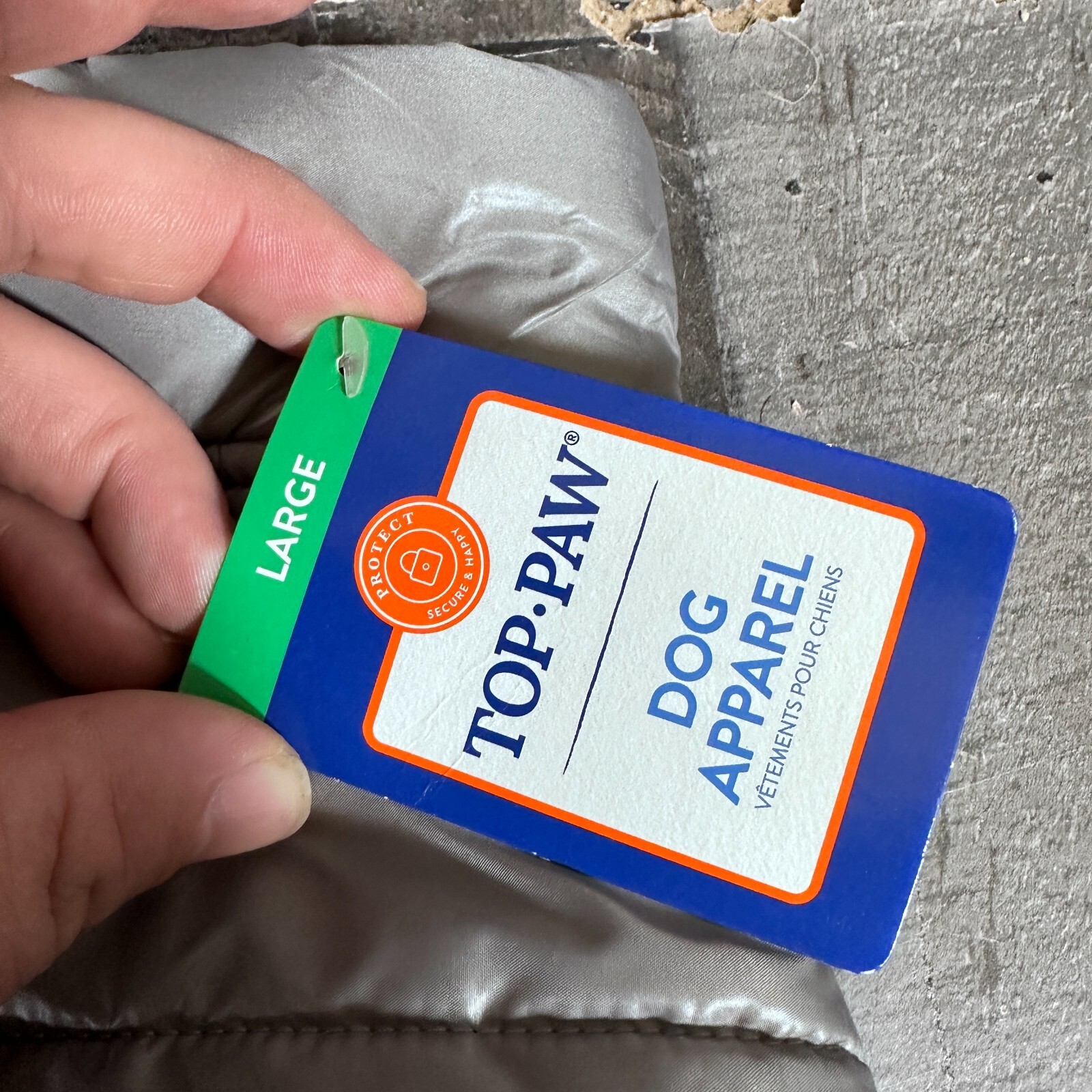 Top-Paw Dog Puffer Jacket Size Large Grey New w/tags