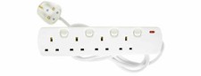 Image of 4 Gang Individually Switched Extension Lead with Neon Indicator - 2m