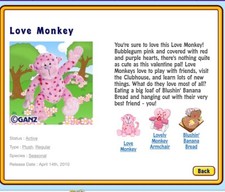WEBKINZ LOVE MONKEY HM343 -VIRTUAL CODE ONLY NO ACTUAL PET- EMAIL OR MAIL