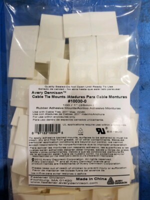Avery Dennison 10030-0 Cable Tie Adhesive Mount 1'', Pack of 100