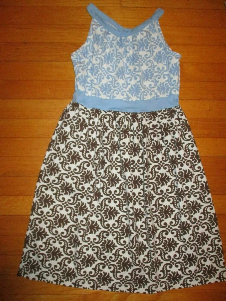 Chez Ami Patsy Aiken Tactel/Spandex Blue & Brown Dress Size 16 - Image 2 of 4