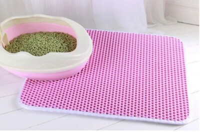 Double Layer Cat Litter Mat Non-Slip Washable Pad for Cats Litter Box, Paw Clean