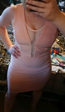 Gorgeous Baby Pink Mesh Insert Bodycon Panel Dress BNWT Size 8