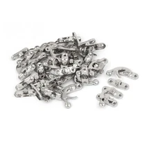 Jewelry Case Box Left Latch Hook Hasp Catch Lock Silver Tone 20pcs