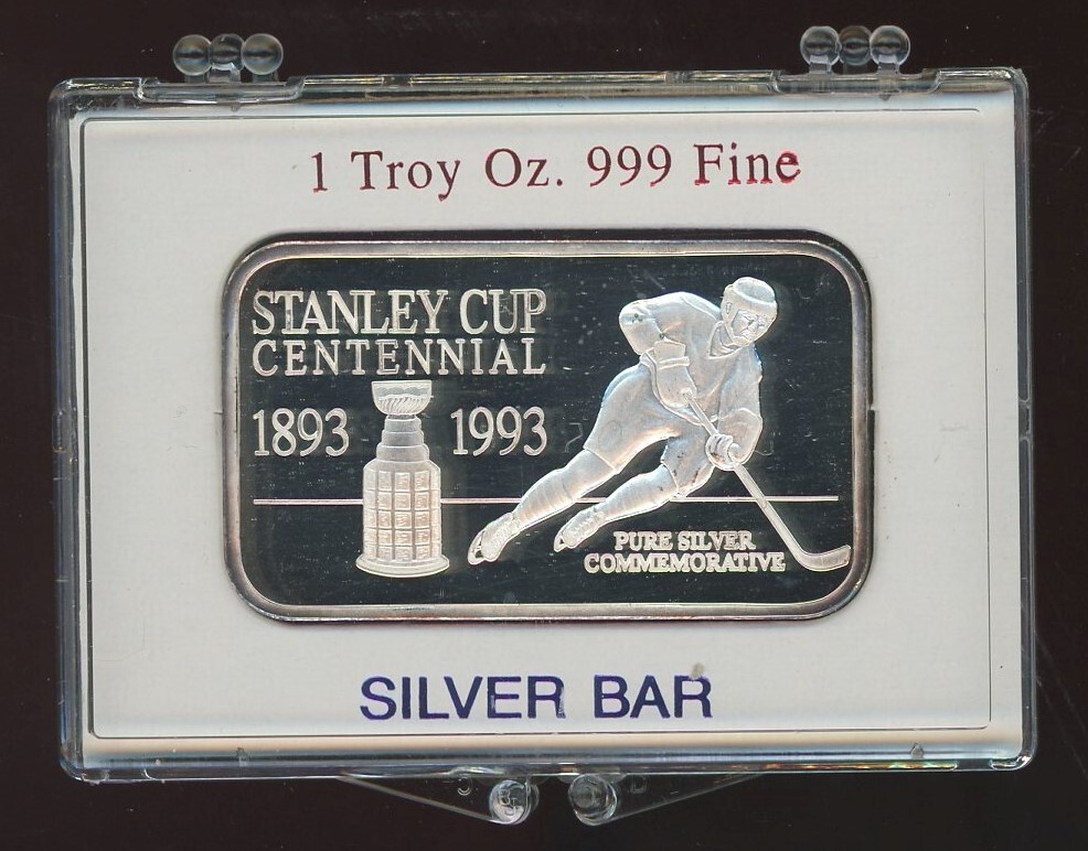 1993 MLB オールスター ゲーム 1 オンス .999 シルバー 銀貨 1993 Troy Oz .999 Pure Silver Bar Stanley Cup Centennial 1893-1993