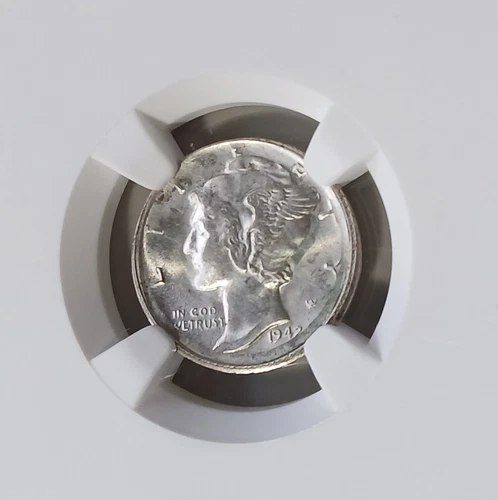 1942 S Broad Struck with Obverse Struck Thru Mercury Dime NGC MS 65 FB