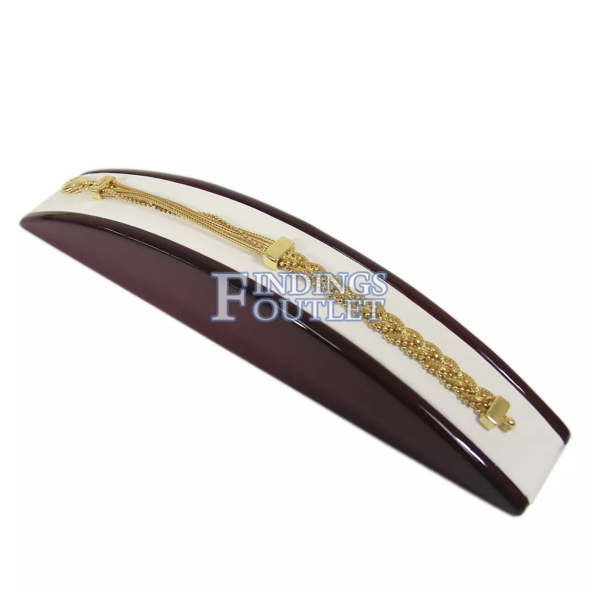 Rosewood White Faux Leather Single Bracelet Jewelry Display Holder Ramp Stand
