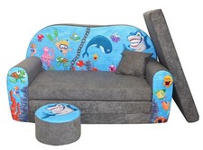 Kindersofa Hai Grau Ocean II Sofa Kinderzimme...