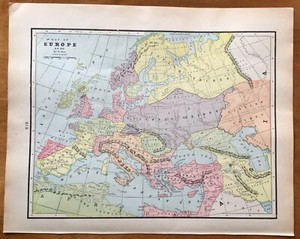 1906 Cram Atlas Original Map Page Of Europe 500 A D And Barbarian Inroads Ebay