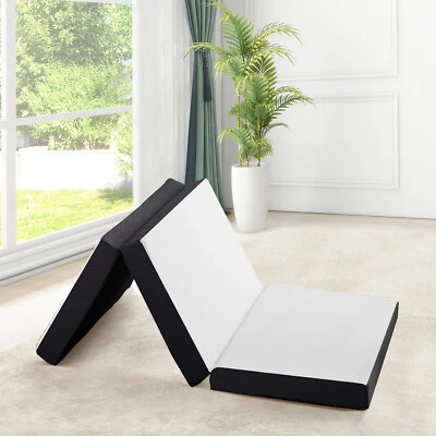 HOMEFLA 10 Sizes Tri-fold Mattress Topper Washable Cover Foldable Memory Foam