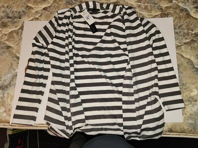 NWT Zanzea Gray & White Open Front Cardigan Size XL New with Tags