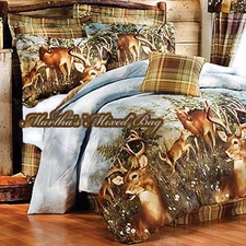 WHITETAIL DEER Buck HUNTING Lodge Cabin Plaid COMFORTER SET+SHEETS Bed~in~a Bag