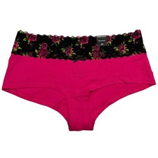 NWT TORRID Boyshort Pantie Sz 00X Pink Black Jersey Lace Floral
