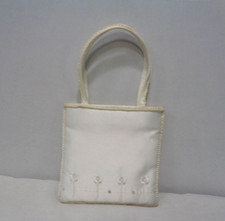 VTG Franchi White Emboidered Evening Bag w/ Sequins Beads Double Handles USED