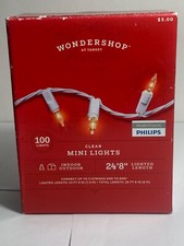 Wondershop by Target CLEAR mini lights 100 Ct indoor outdoor 24'8" Party NEW
