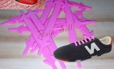 12x Pink No Tie Shoelaces Womens Mens Shoe Laces Plastic Silicone SIlicon
