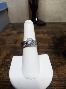 Sterling Silver Ladies Wedding Set,1 Carat Square Radiant diamonique Pavee...