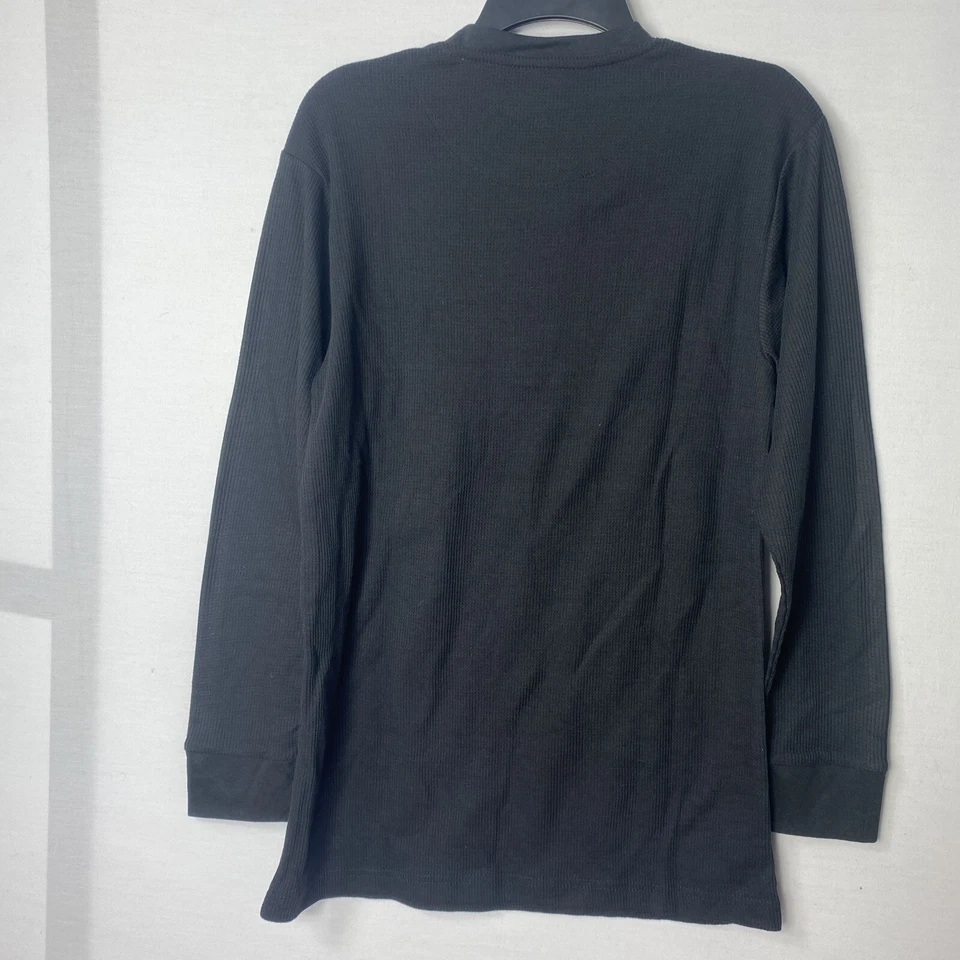 Henley Waffle Thermal Mens Galaxy By Harvic Long Sleeve  Medium Black NWT - Image 2 of 4