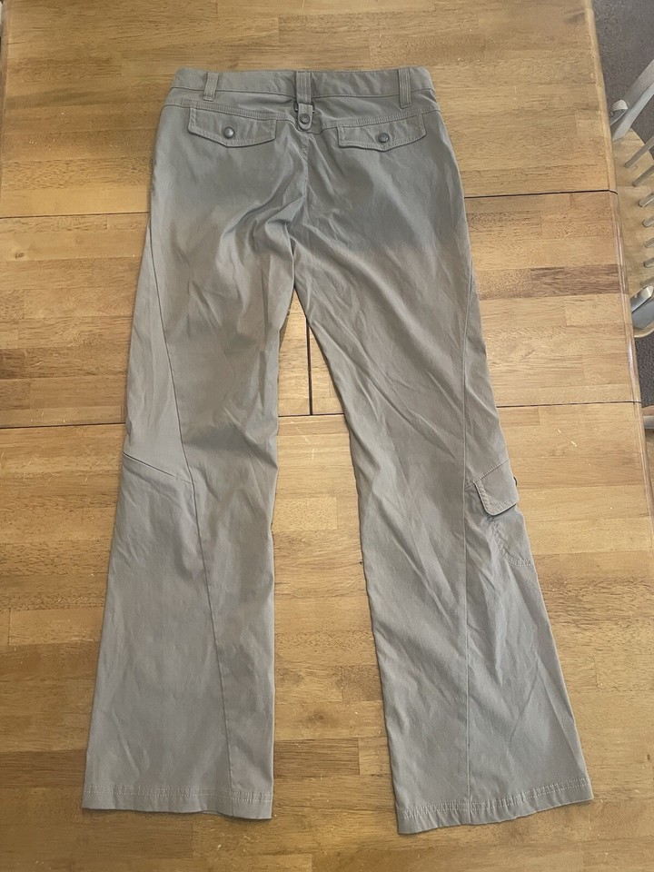Athleta Dipper Pants Womens 4 Low Rise Cargo Flare Hiking Outdoor Khaki
