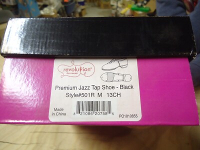 Revolution Dancewear Premium Jazz Tap Shoe  Black 501R 13 CHILD