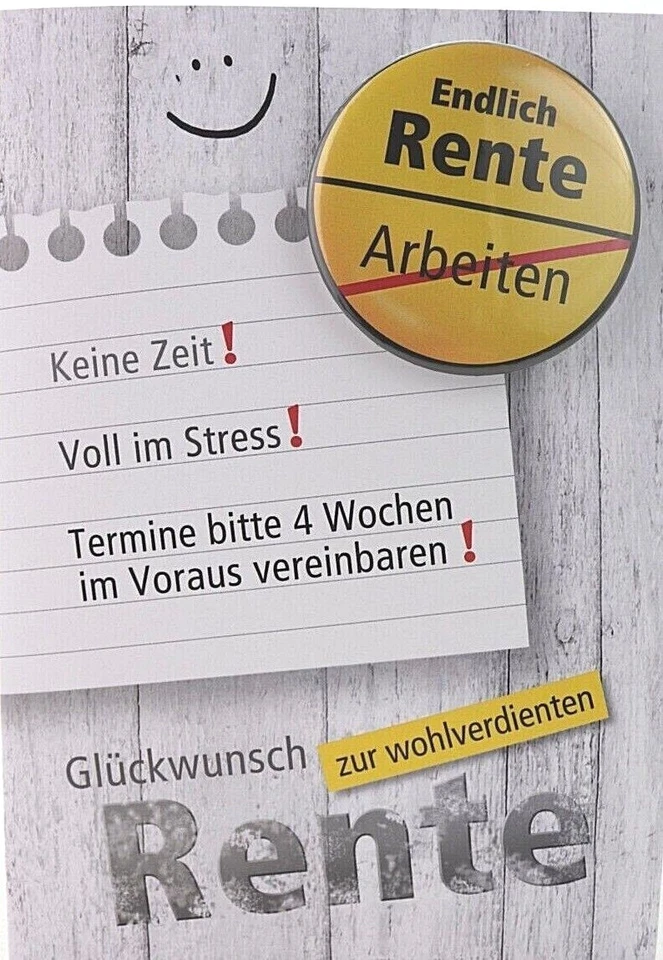 Kurt Eulzer Glückwunschkarte Zur Rente Ruhestand Rentner Karte + lustigen Spruch