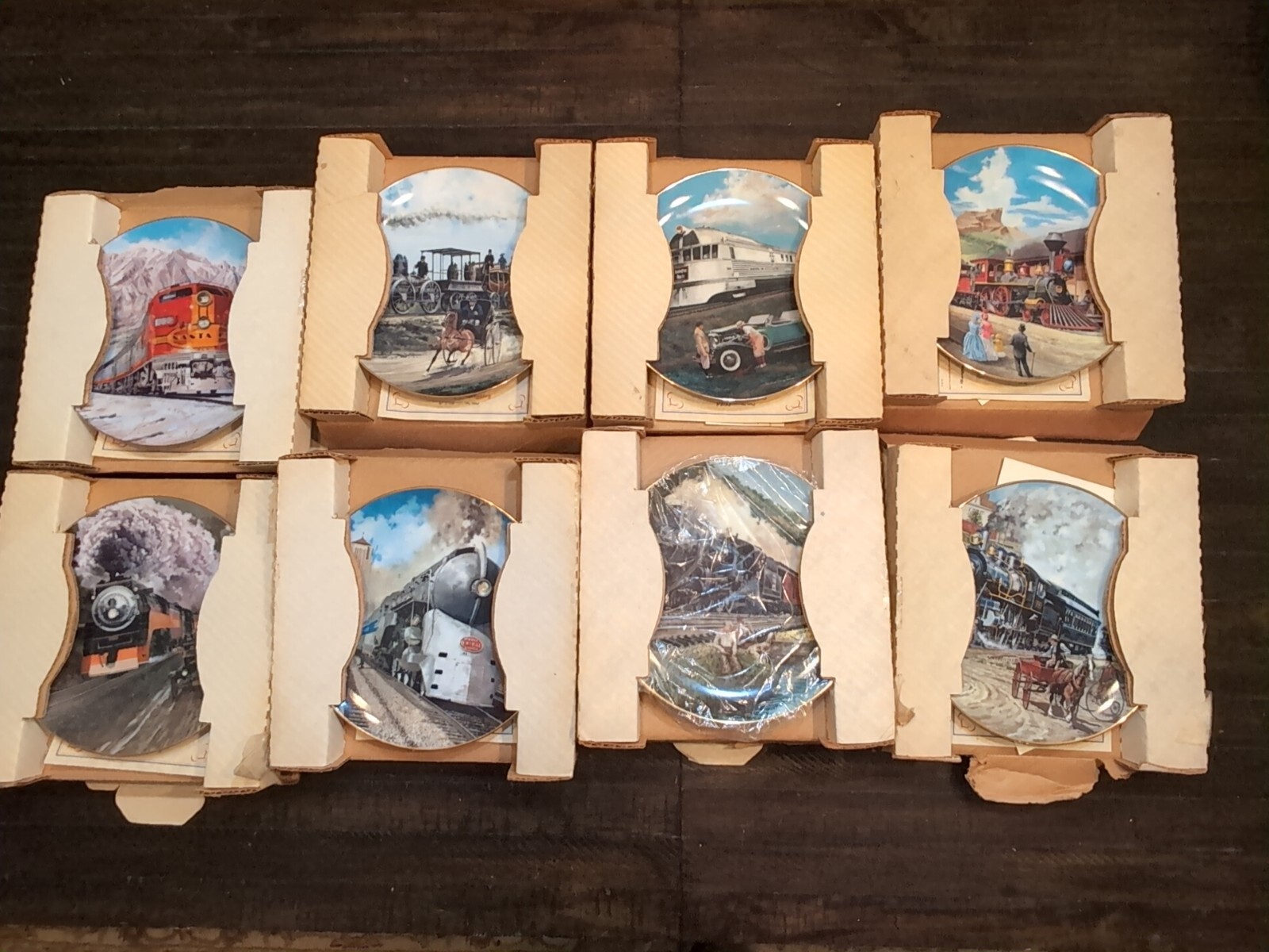 Classic American Trains JB Deneen Complete 1-8 Plate Lot w COA's + Boxes ManCave